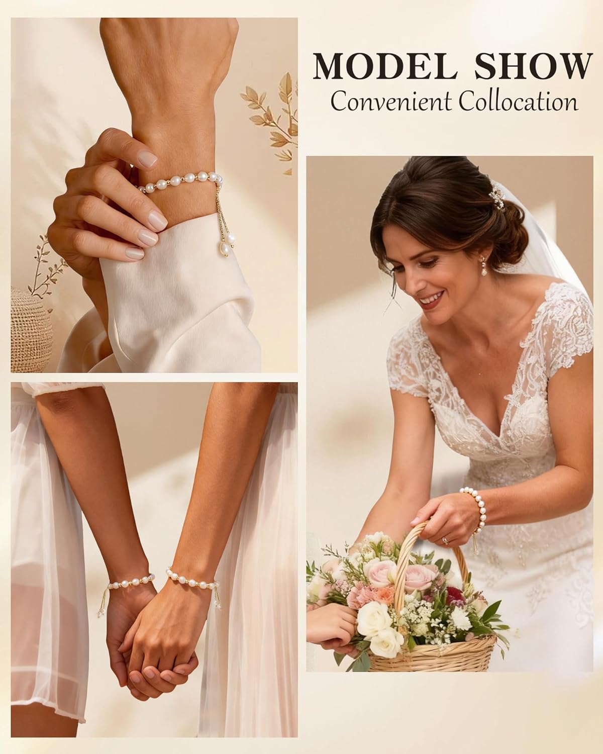 18K Gold Plated Pearl Bracelet Baroque Culture Gold Charm Bracelets for Women Adjustable Fashion Charm Dainty Handmade Jewelry Gifts for Friends, Wives, or Mothers - Image 4