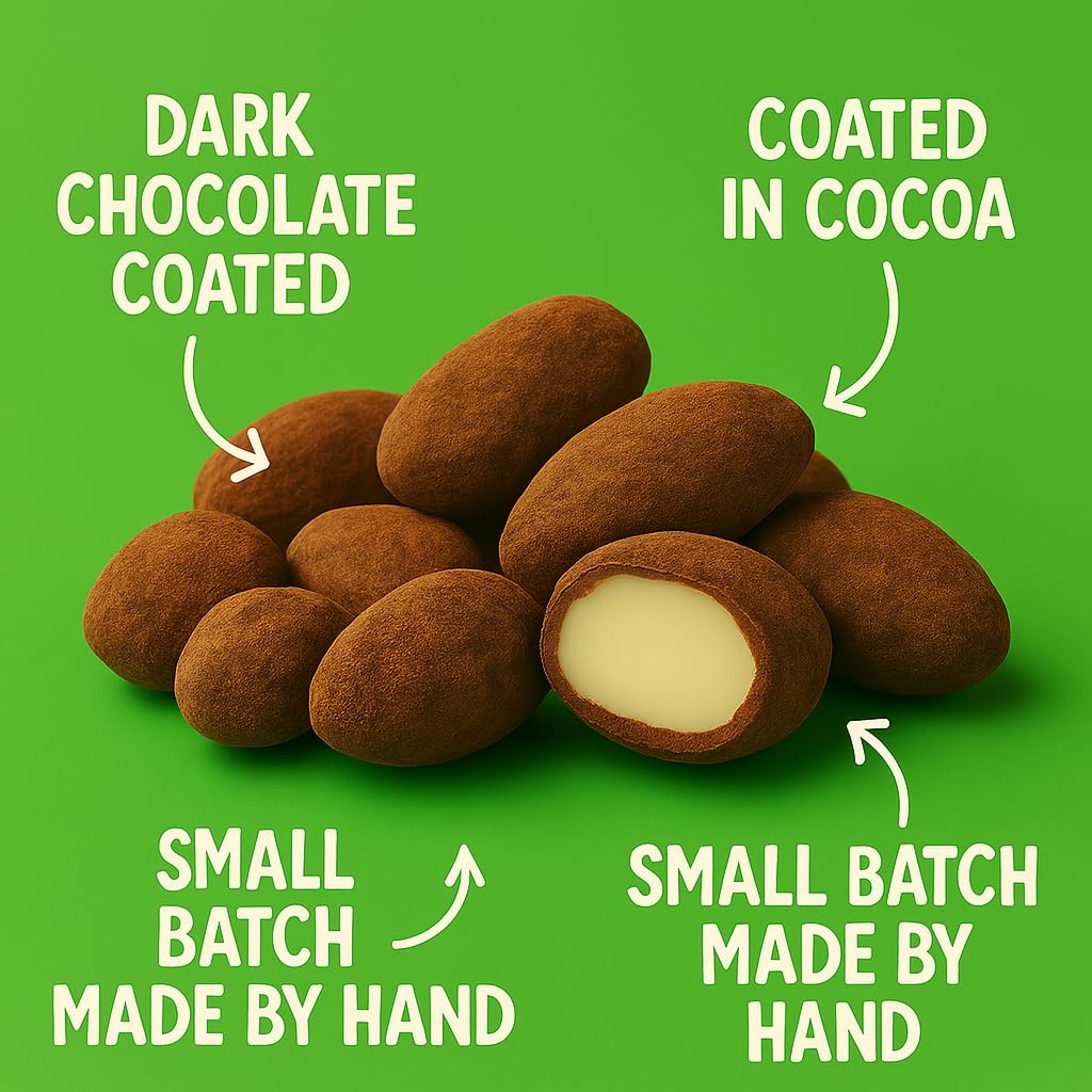 Brazil nuts coated in chocolate and dusted in cocoa – 1 pound – hand made fresh to order!