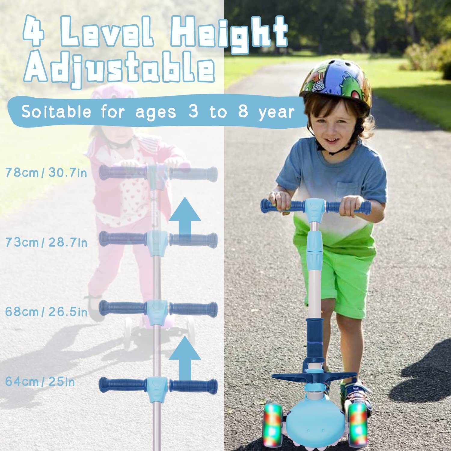 3-in-1 Kinderroller Mit Sitz - LED Räder & Höhenverstellbar - Vom Laufrad Zum Scooter (1-6 Jahre)