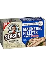 Season Mackerel in Water - Skinless & Boneless, No Salt Added, Wild Caught, Keto Snacks, Canned Mackerel Fillets, Full of Vitamins, Low in Mercury, Kosher, Non-GMO, 20g of Protein - 4.37 Oz, 12-Pack