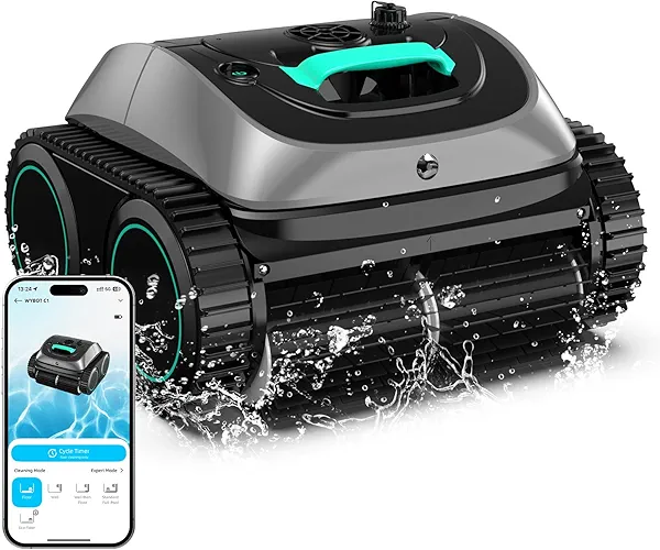 (2025 Upgrade) WYBOT C1 Pool Robot Vacuum for Inground Pools, 4-in-1 Cordless Robotic Pool Cleaner Lasts 150min, Triple-Motor up to 1,614 Sq.ft, Smart APP Support, Auto Wall & Waterline Cleaning