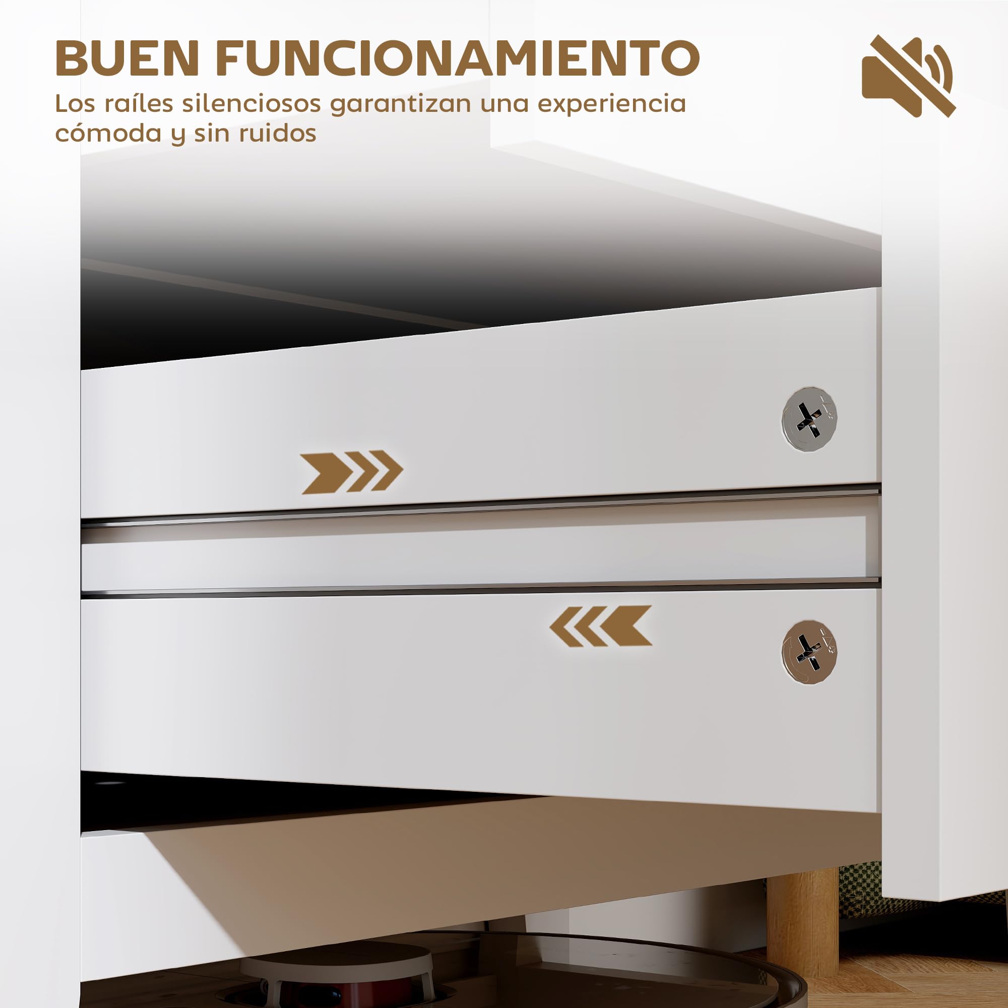 HOMCOM Cómoda de 3 Cajones Tiradores de PU Cajonera 80x40x78,5 cm Blanco | Cómoda para Dormitorio, para Salón Pasillo