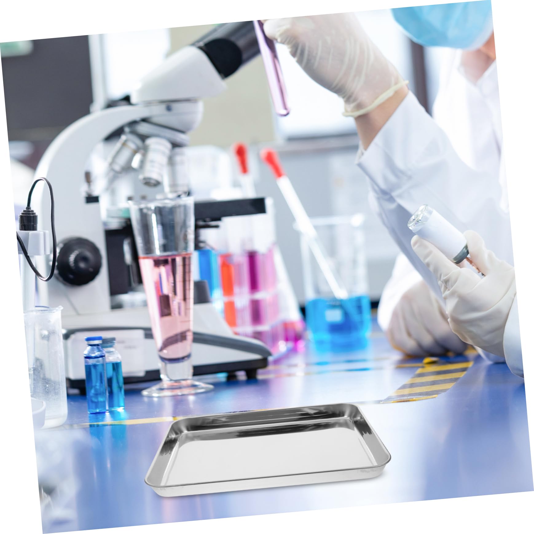 FUNOMOCYA Stainless Steel Tray Medical Tray Instrument Tray Stainless Tray Flat Trays for Medical Flat Tray Lab Instrument Supplies Laboratory Supplies Trays for Instrument Metal Tray Silver