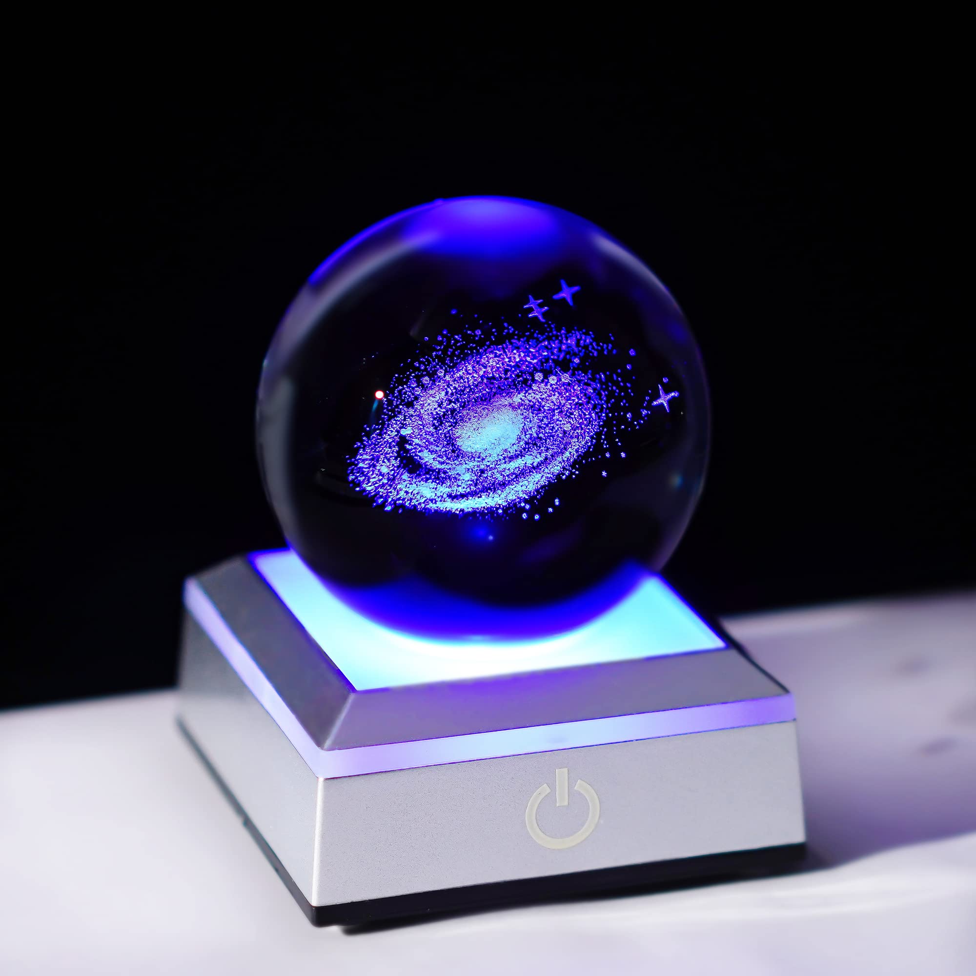 H&D Hyaline&Dora 60mm 3D Galaxy Crystal Clear Ball Multicolor Nightlight Decolamp,Glass Ball Paperweight Science Space Astronomy Universe Planet Cool Presents Fathers Kids Boys