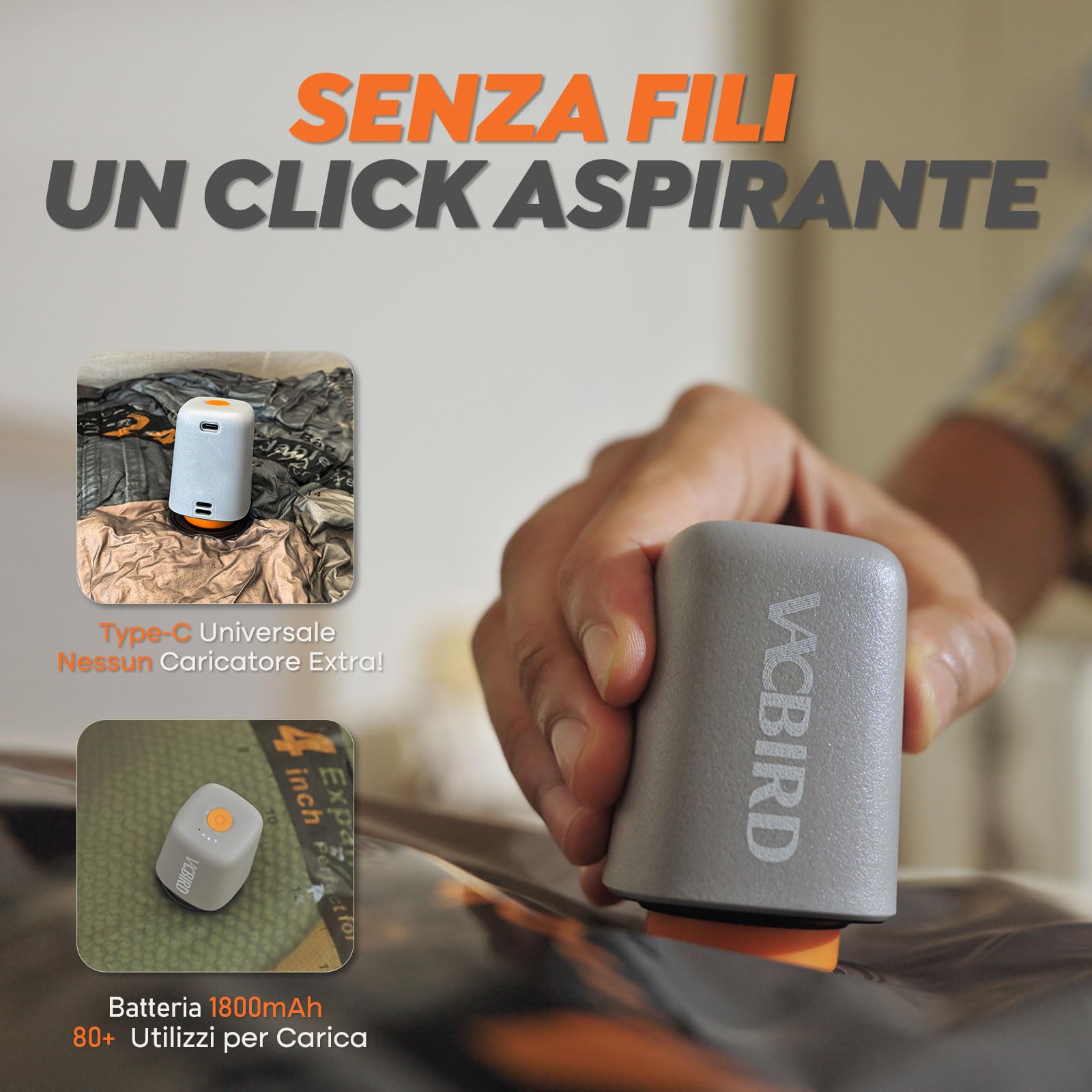 Vacbird Sacchetti Sottovuoto Vestiti Con Pompa Sottovuoto Senza Fili, 20 Pezzi (8 * 40x54cm, 8 * 47x64cm, 4 * 54x74cm), Buste Sottovuoto Vestiti Salvaspazio – Ideali per Viaggi e Organizzare Bagagli