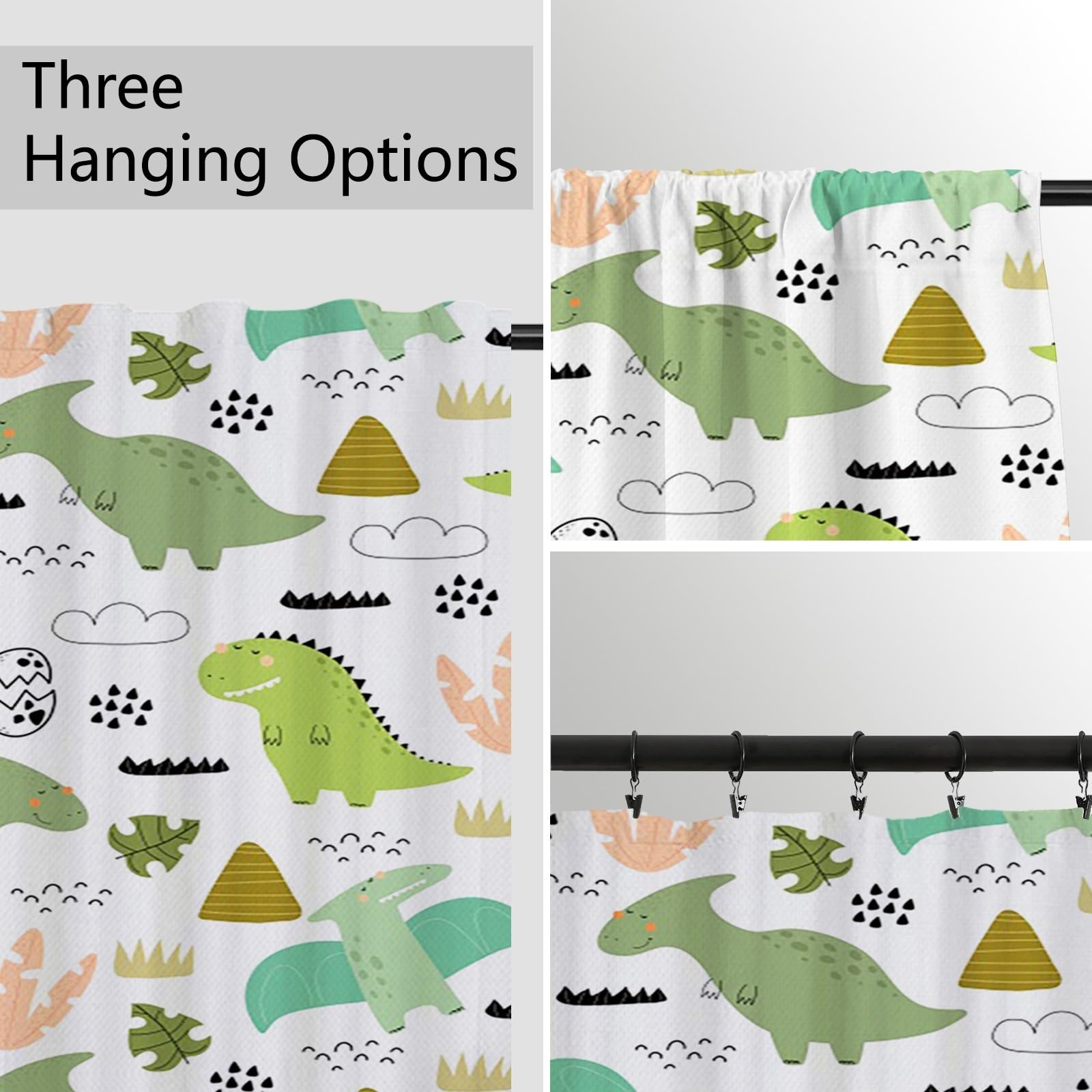 ggaimwf Dinosaur Curtains for Kids Bedroom Cartoon Animals Wildlife Jurassic Cute Dino Volcano Window Drapes Curtains Back Tab Nursery Hanging Room Divider Interior Curtain 135x229cm 1 Panel - Image 4