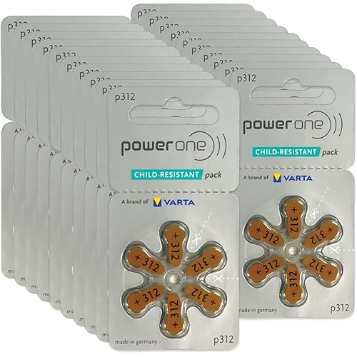 Power One Hearing aid Batteries Size 312 - p312 Battery for Hearing aid, Long-Lasting. Mercury-Free 1.45v zinc-air Hearing aid Batteries. (120 Batteries) - Expiration Date June 2028