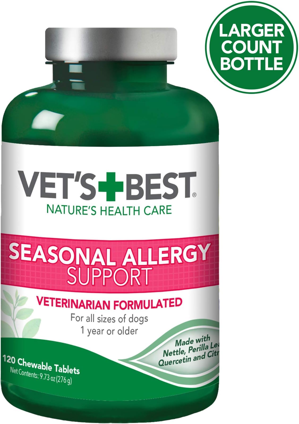 Vet's Best Seasonal Allergy Relief | Dog Allergy Supplement | Relief from Dry or Itchy Skin | 120 Chewable Tablets