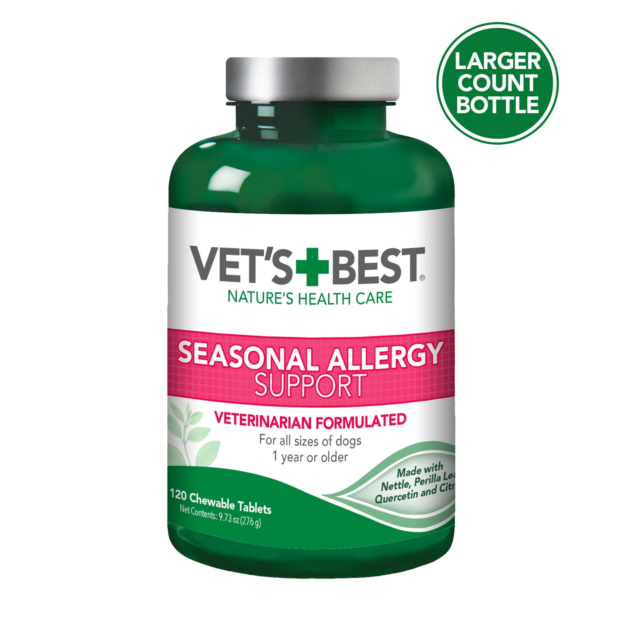 Vet's Best Seasonal Allergy Relief | Dog Allergy Supplement | Relief from Dry or Itchy Skin | 120 Chewable Tablets