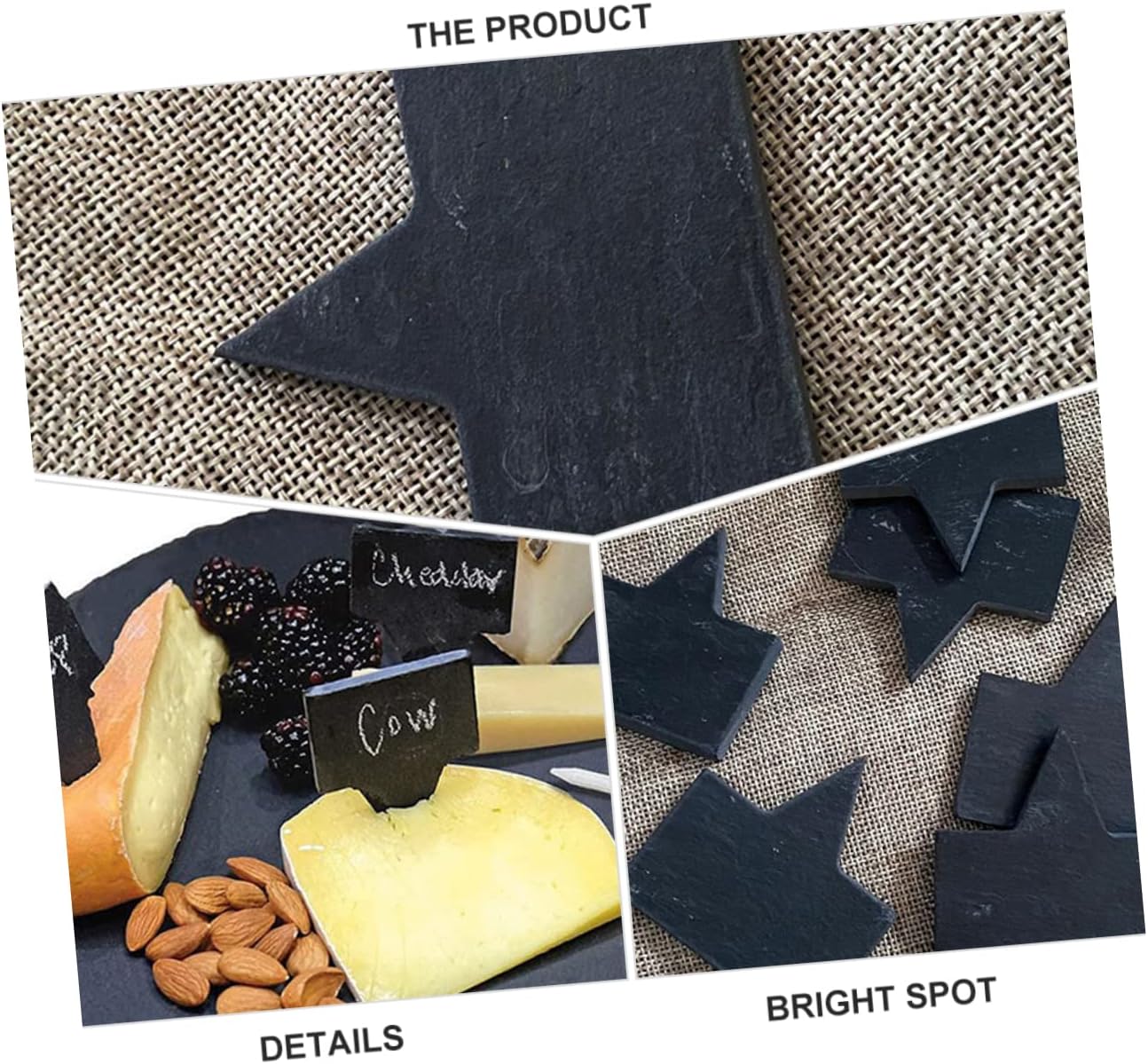 Natural Stone Cheese Labels Inserts Black Free Writing for Cakes Bread