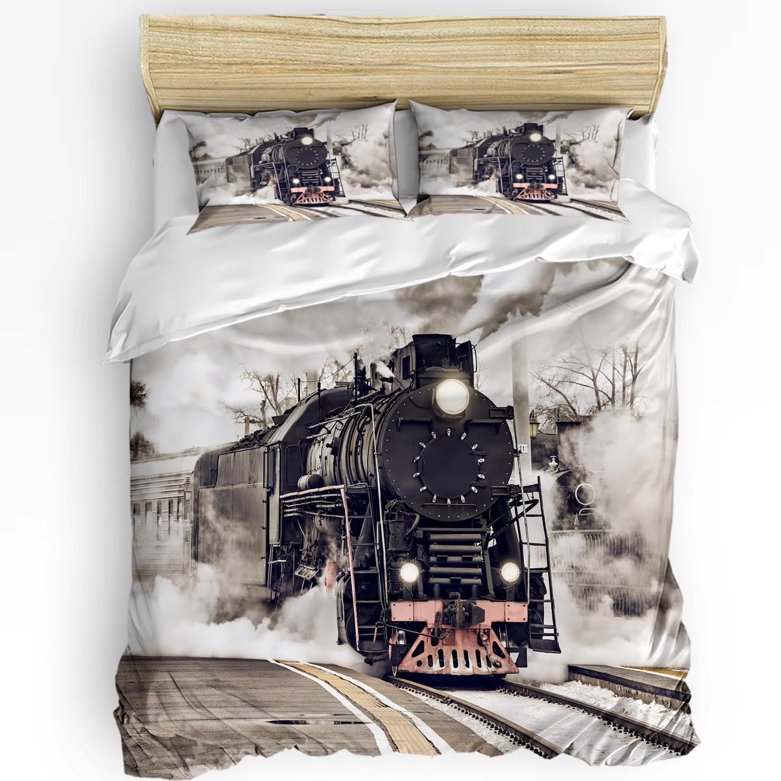 Housse de couette train à vapeur 240 x 260 pour une chambre d'ado évasion