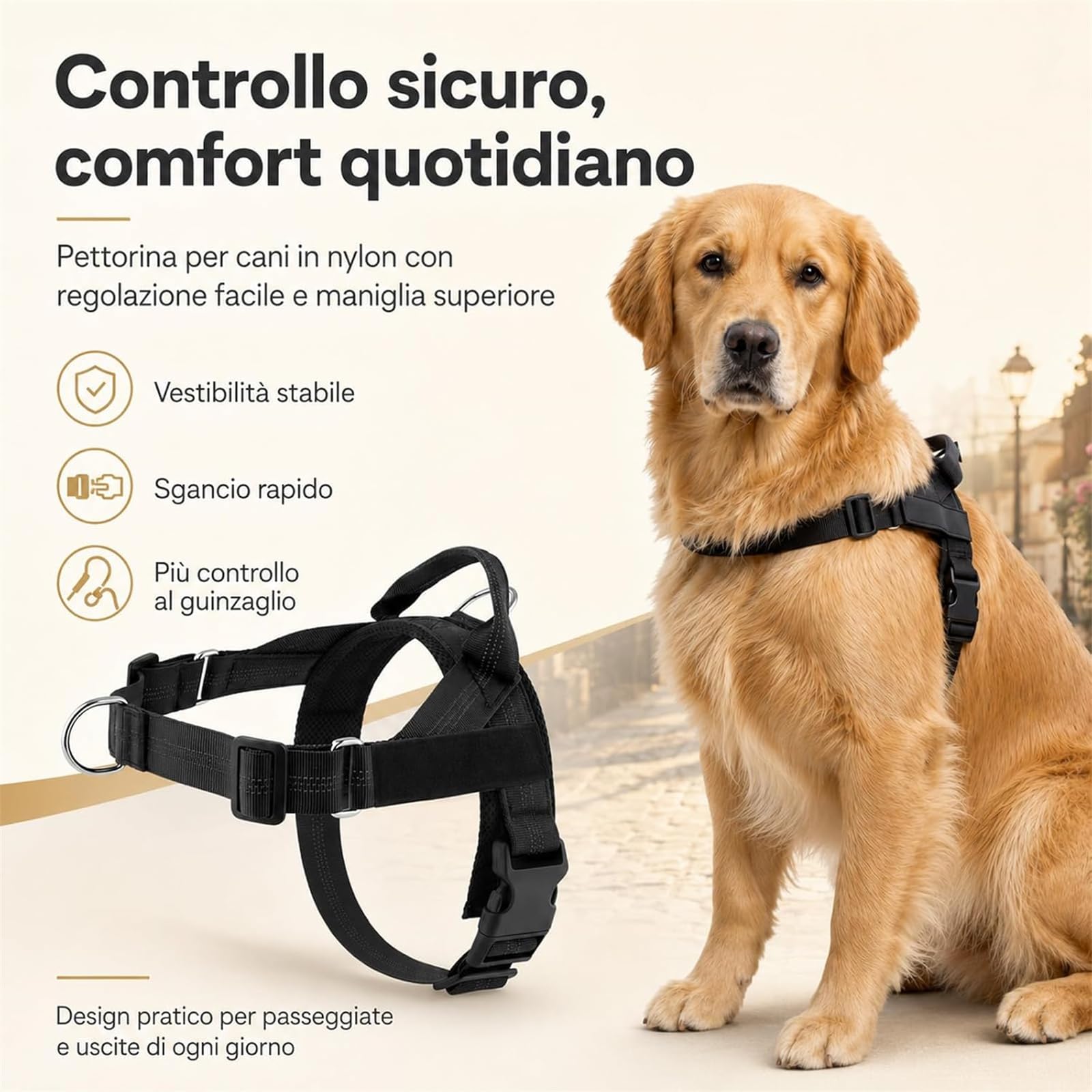 Veltrio Pettorina Cane Antitiro, Pettorina Anti Trazione Regolabile e Riflettente per Cani Piccoli e Medi, Comoda per Passeggiate e Addestramento