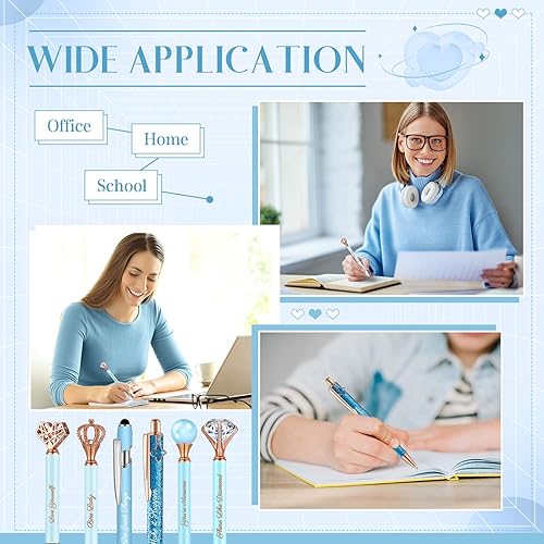 Miniatura 5 de 6 bolígrafos elegantes para mujer, bolígrafo de diamantes de cristal para diario, bonito bolígrafo con purpurina con caja, regalos inspiradores para