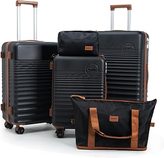 CONCEPTEN Luggage Sets 5 Piece, ABS+PC Hardshell Suitcases with Wheels | TSA Lock, 22x14x9 Airline Approved Carry On, Spinner