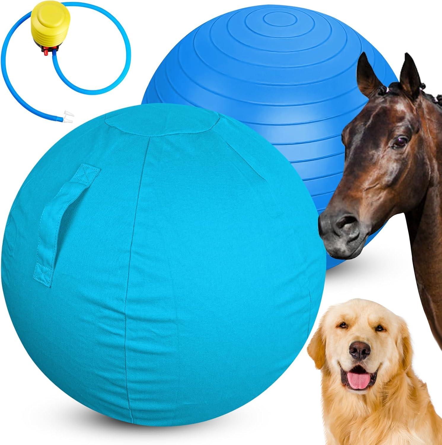 Mewlmart Herding Ball for Dogs & Horses, Large Dog Soccer Ball, Jolly Ball, Blue, 25''