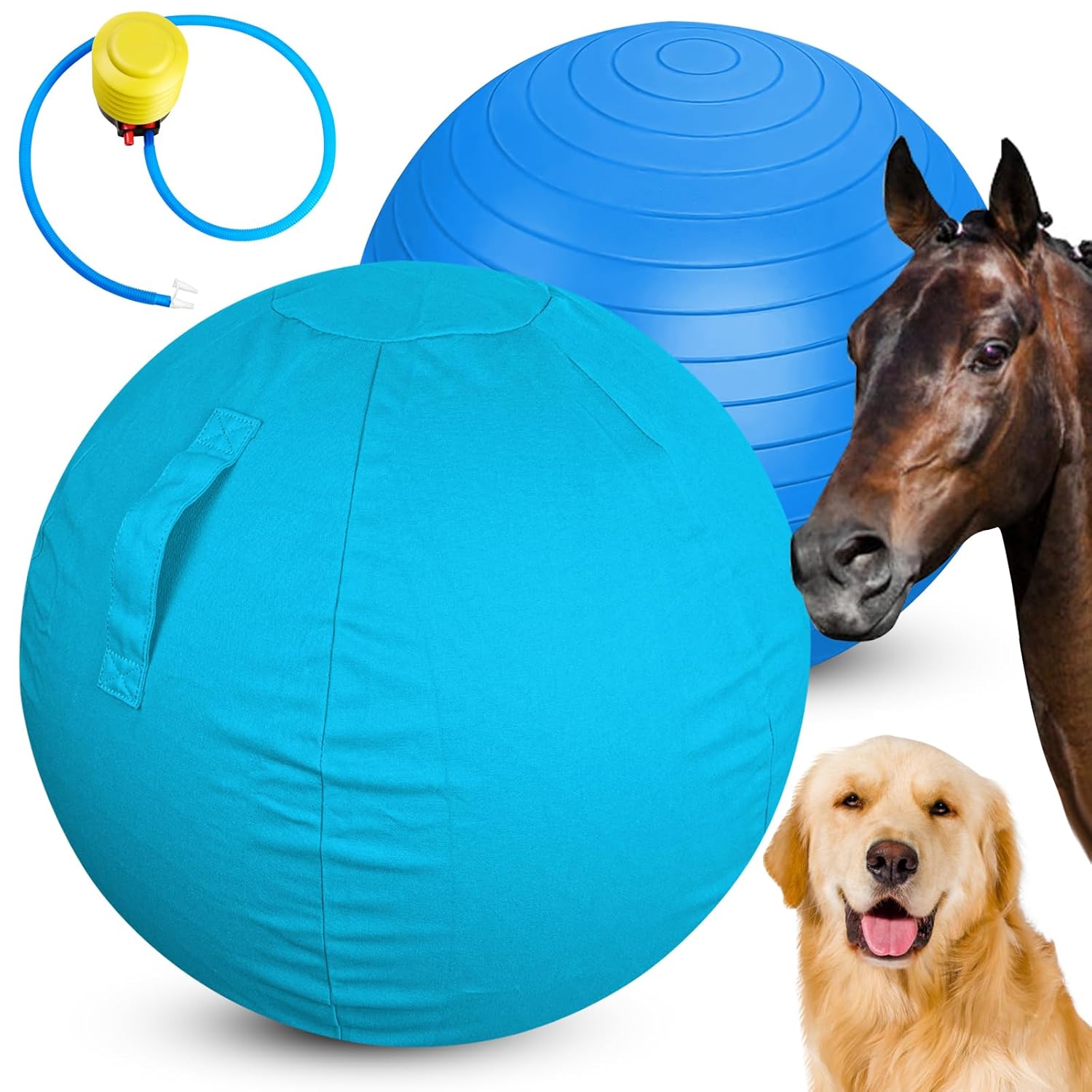 Mewlmart Herding Ball for Dogs Horses Large Dog Soccer Ball Jolly Ball Blue 25