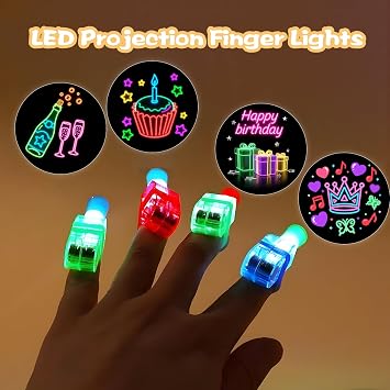 40PCS Neon Birthday Finger Lights: Kids LED Party Favours | Glow in the dark toys and rave accessories. Perfect goodie bag fillers for boys, girls, birthday and Halloween party supplies
