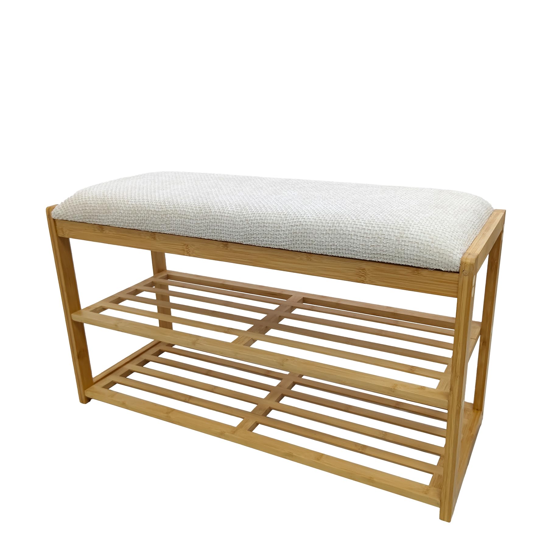 Riess Ambiente Stilvolle Schuhbank Zen-BO - 80cm - beige - Bambus Regal Sitzbank mit Stauraum Schuhregal Regal