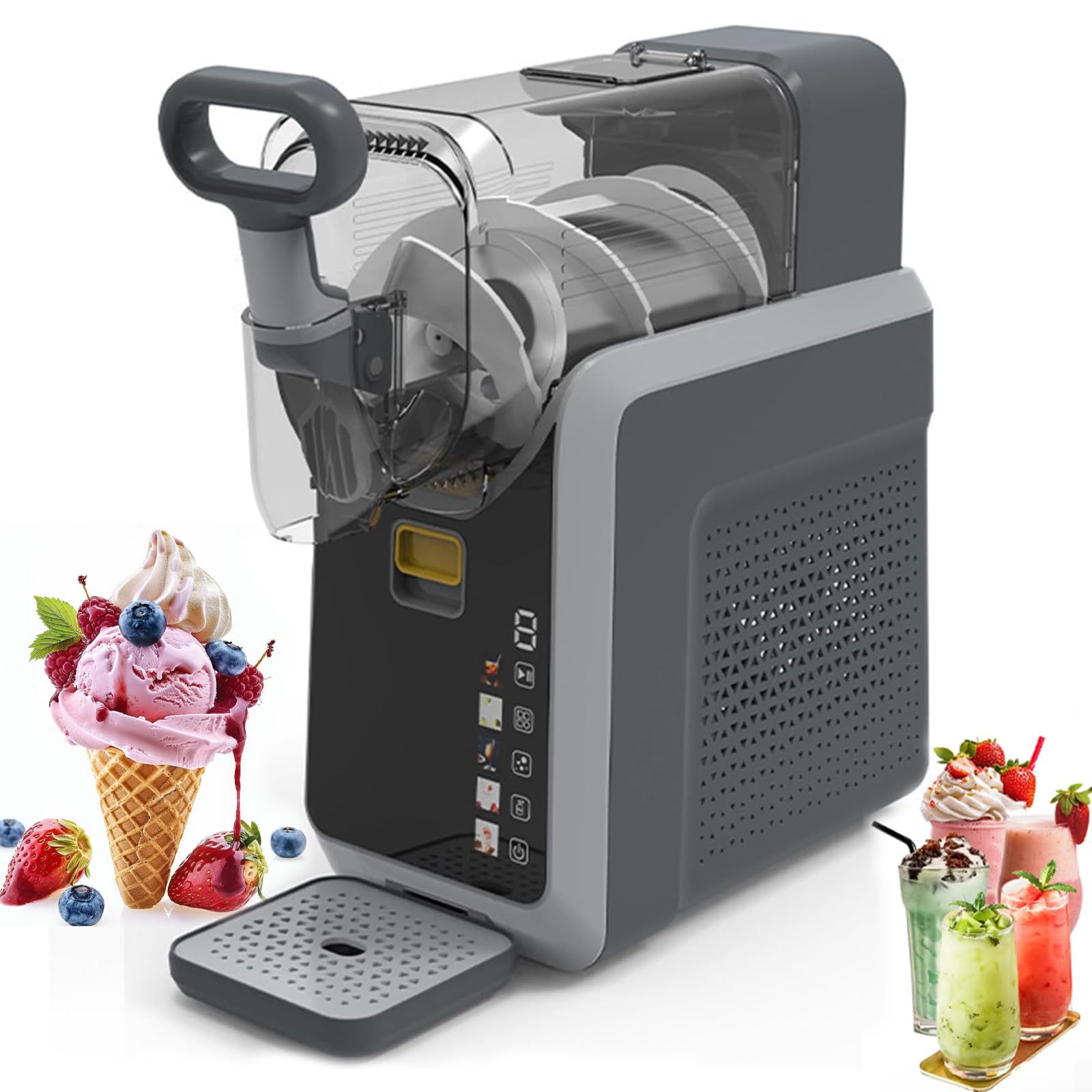 Maszyna do mrożonego lodu włoskiego, maszyna do napojów mrożonych 2L do użytku domowego, samoczyszcząca się z 5 wstępnie ustawionymi trybami do smoothie, shake'ów, napojów, soku owocowego