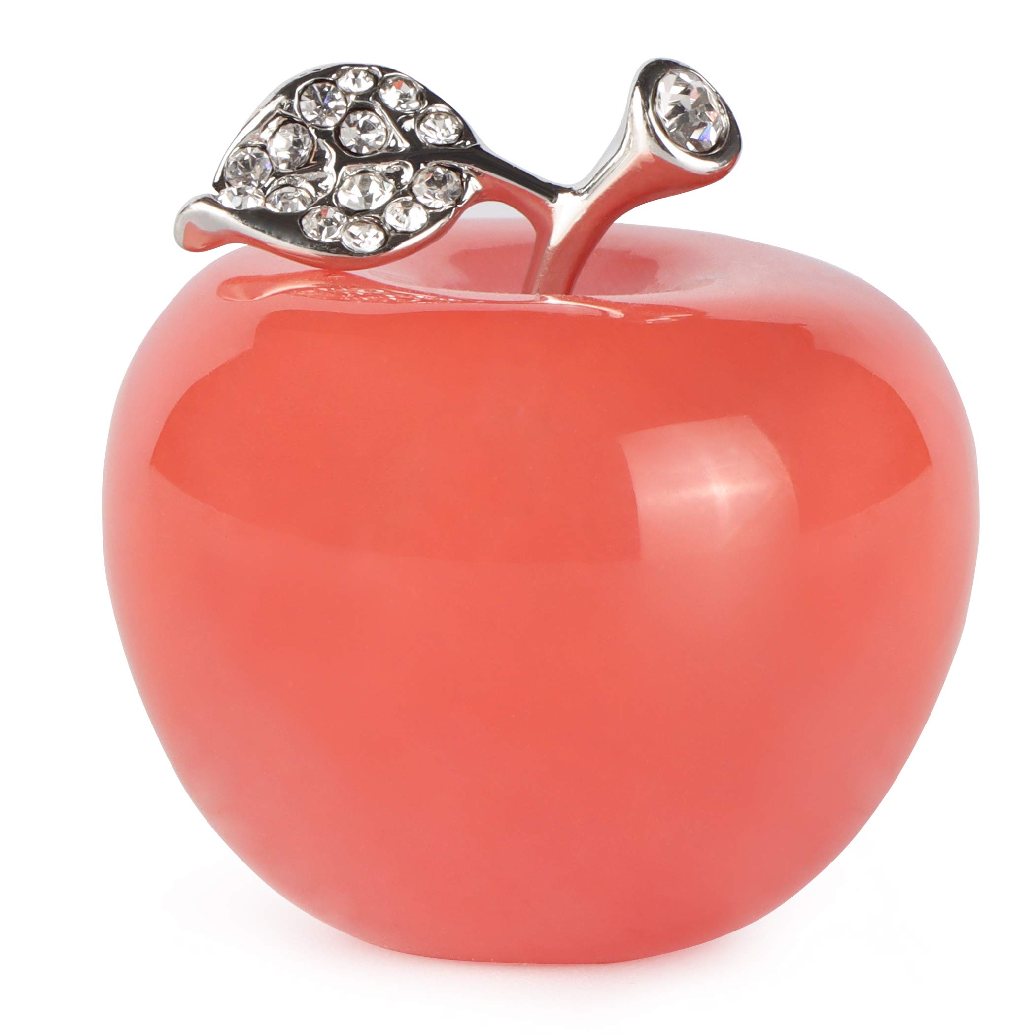 ArtistoneCherry Quartz Crystal Apple Statue Paperweight Christmas Decoration Carved Gem Appple Figurine Sculpture Reiki Healing Stones for Home Office Desk Decor(1.5")