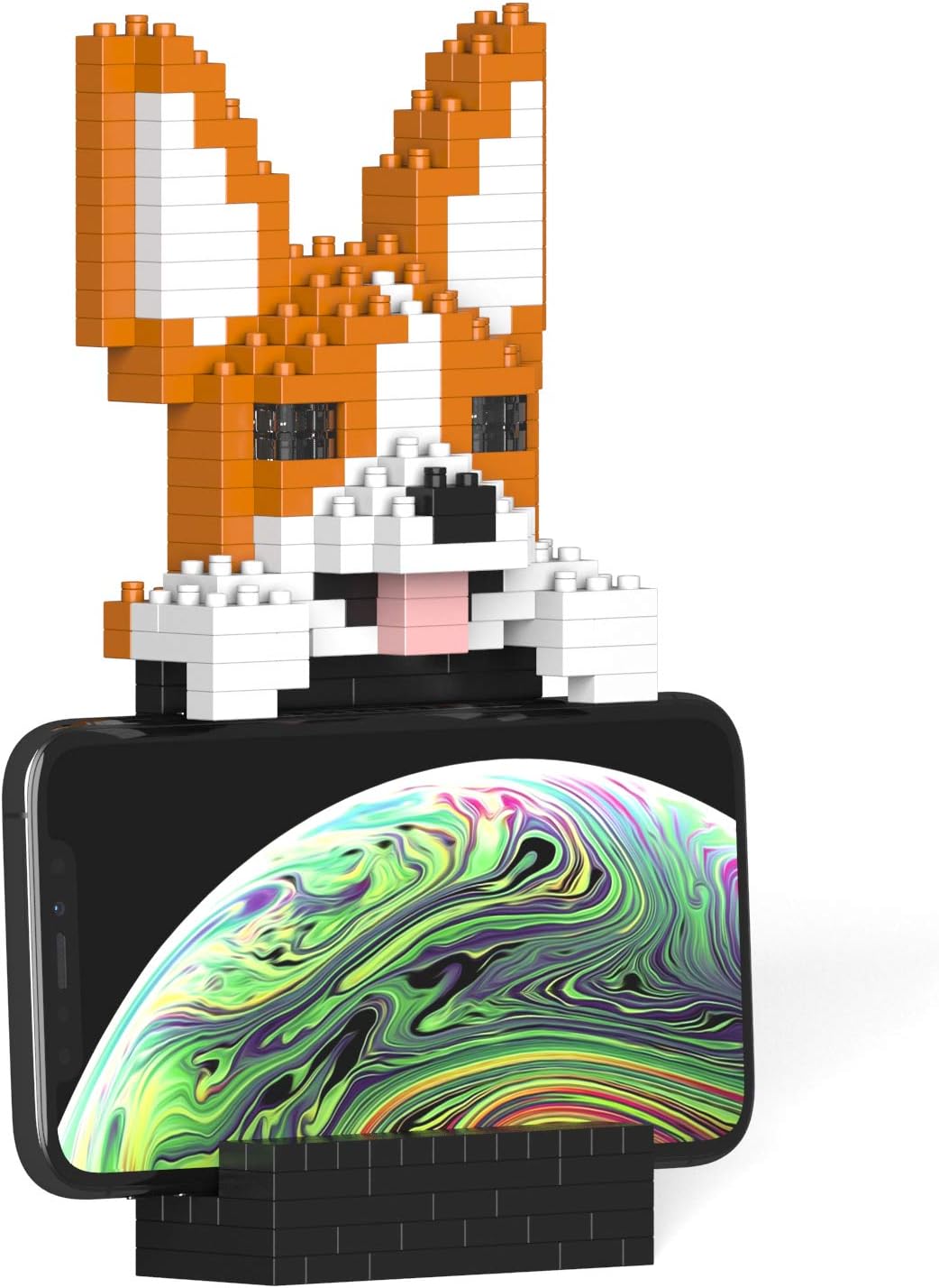 JEKCA Schnauzer Phone Stand 01S | Dog Plastic Building Blocks | Stationary | Age 14+
