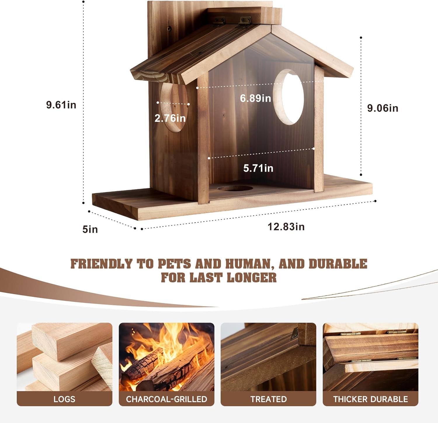 Gnodary Squirrel Feeders for Outside, Durable Squirrel House for Outdoor - Chipmunk Feeder, Squirrel Food for Backyard Squirrels Hold Corn, Corn Cob, Peanuts (Beige Brown)