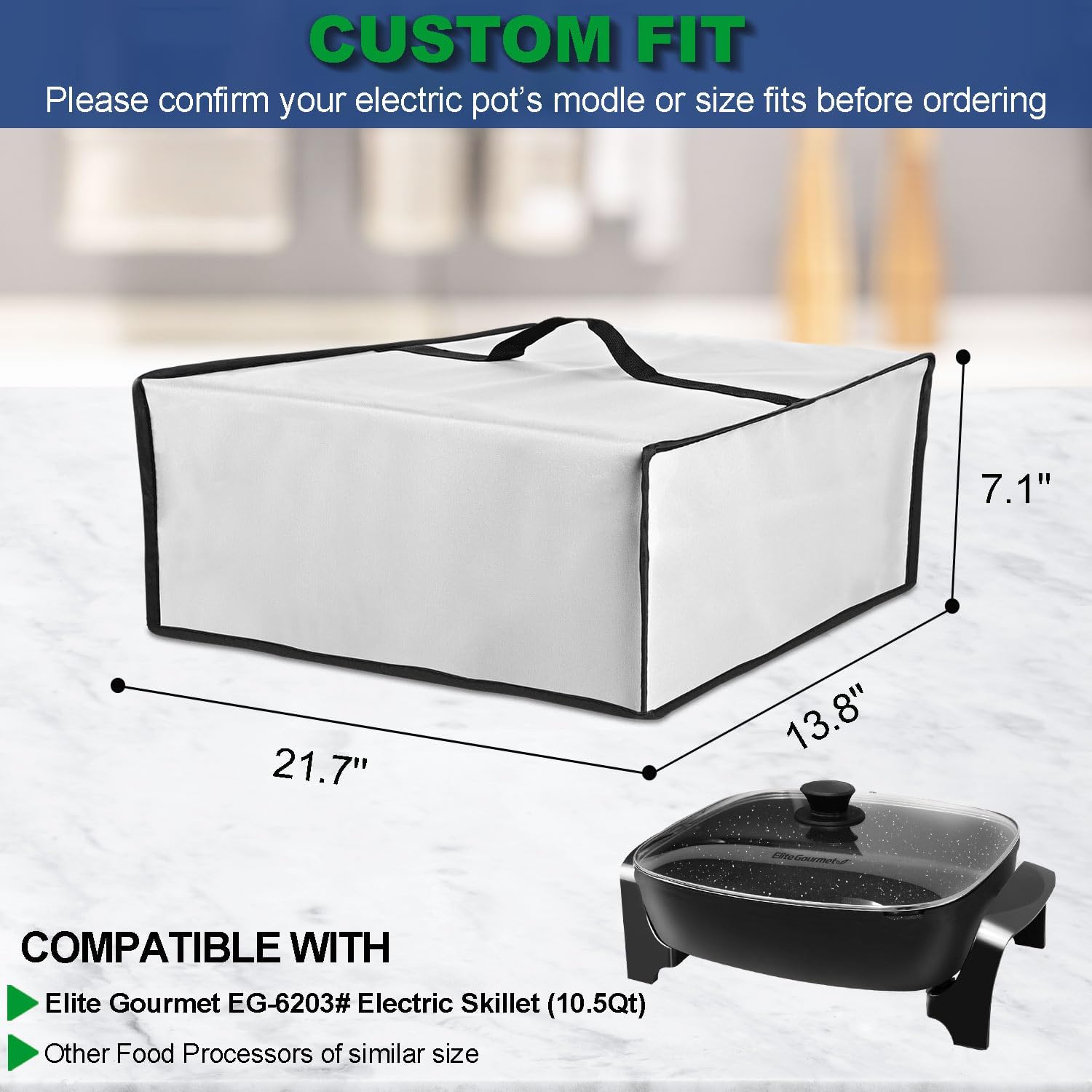 Dust Cover for Elite Gourmet EG-6203 Extra Deep 10.5 Qt (Gray) image 3