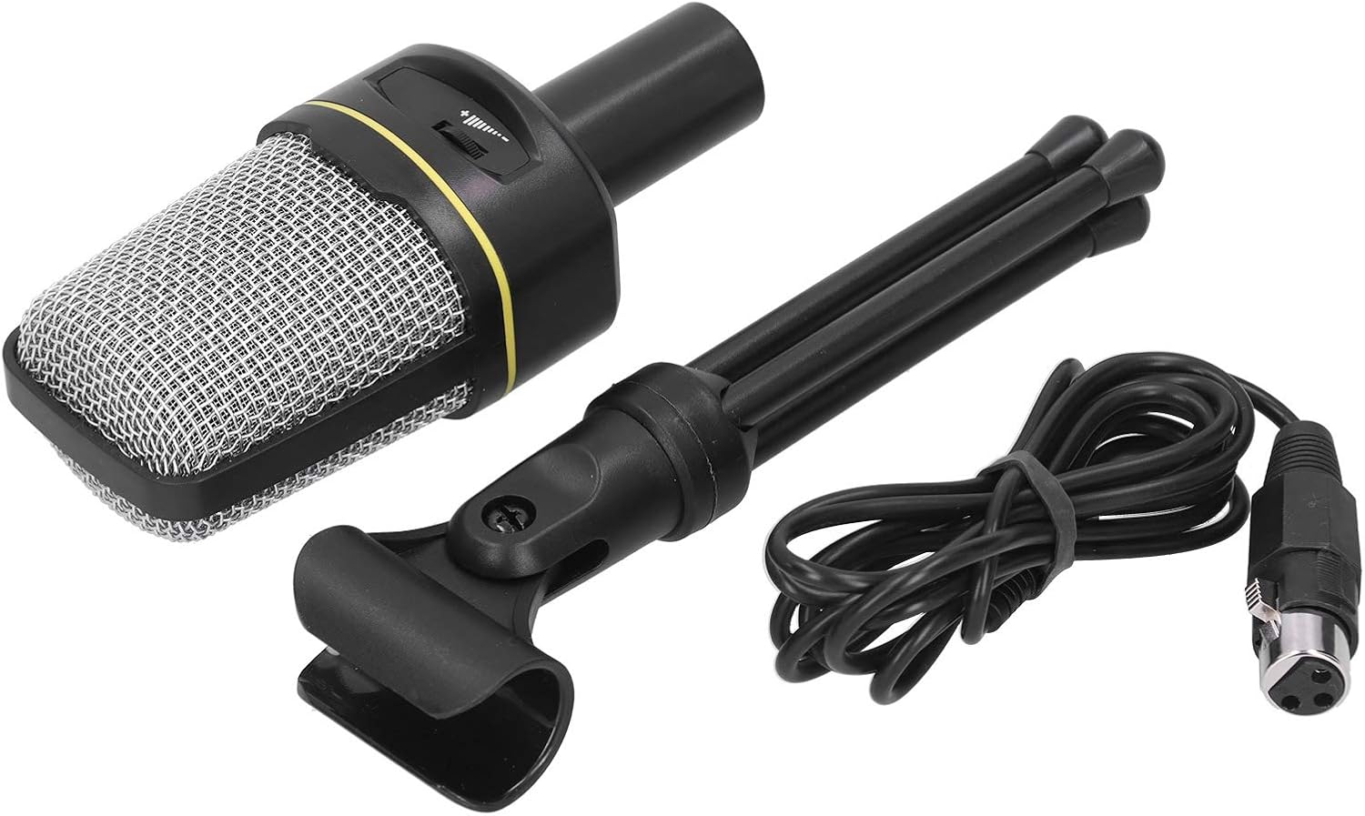 Condenser Microphone, Studio Microphone Microphone Kit Omnidirectional Microphone with Tripod for Computer Recording, Podcast, Skype, PVC Cable, ABS, Black (Black)