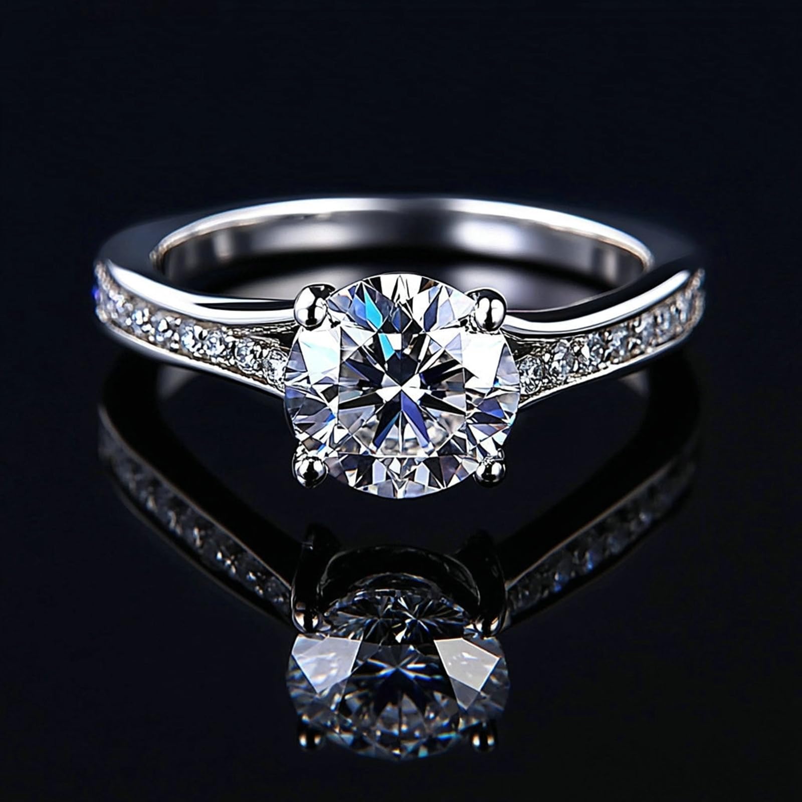 Moissanite pierścionek zaręczynowy, 1,5 ct, białe złoto, pierścionek zaręczynowy, obrączka ślubna, prawdziwe złoto, pierścionki damskie