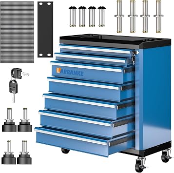 Rolling Tool Chest 7-Drawer Lockable Tool Cabinet with Wheels,Blue
