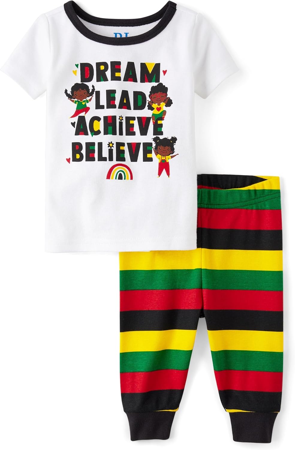 The Children’s Place Baby Girls’ And Toddler Snug Fit 100% Cotton Short Sleeve Top and Pants 2 Piece Pajama Set