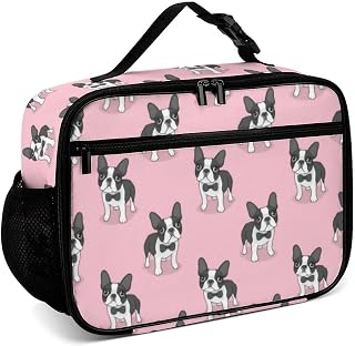 Cute French Bulldog Puppies Reusable Lunch Box Insulated Lunch Bag Cooler Bag Lunchbox Meal Food Container Tote Bag for Women Kids Boy School Camping Hiking Picnic Beach Travel