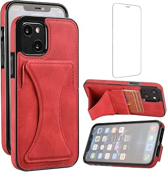 iPhone 13 Case + iPhone 13 Toughened Glass Film PU Leather Card Storage Horizontal Stand Function Cellular Phone Case Popular Shock Absorption Smartphone Case Cover iPhone 13 iPhone 13 iPhone