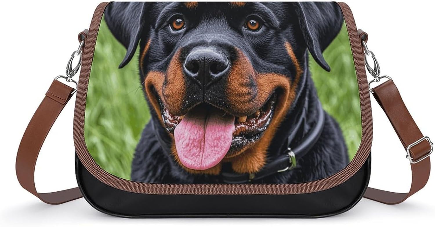 Women Crossbody Bags Rottweiler Wallpaper Leather Shoulder Bag With Adjustable Strap Fashion Shoulder Cross Body Purse Multiple Commuter Bag