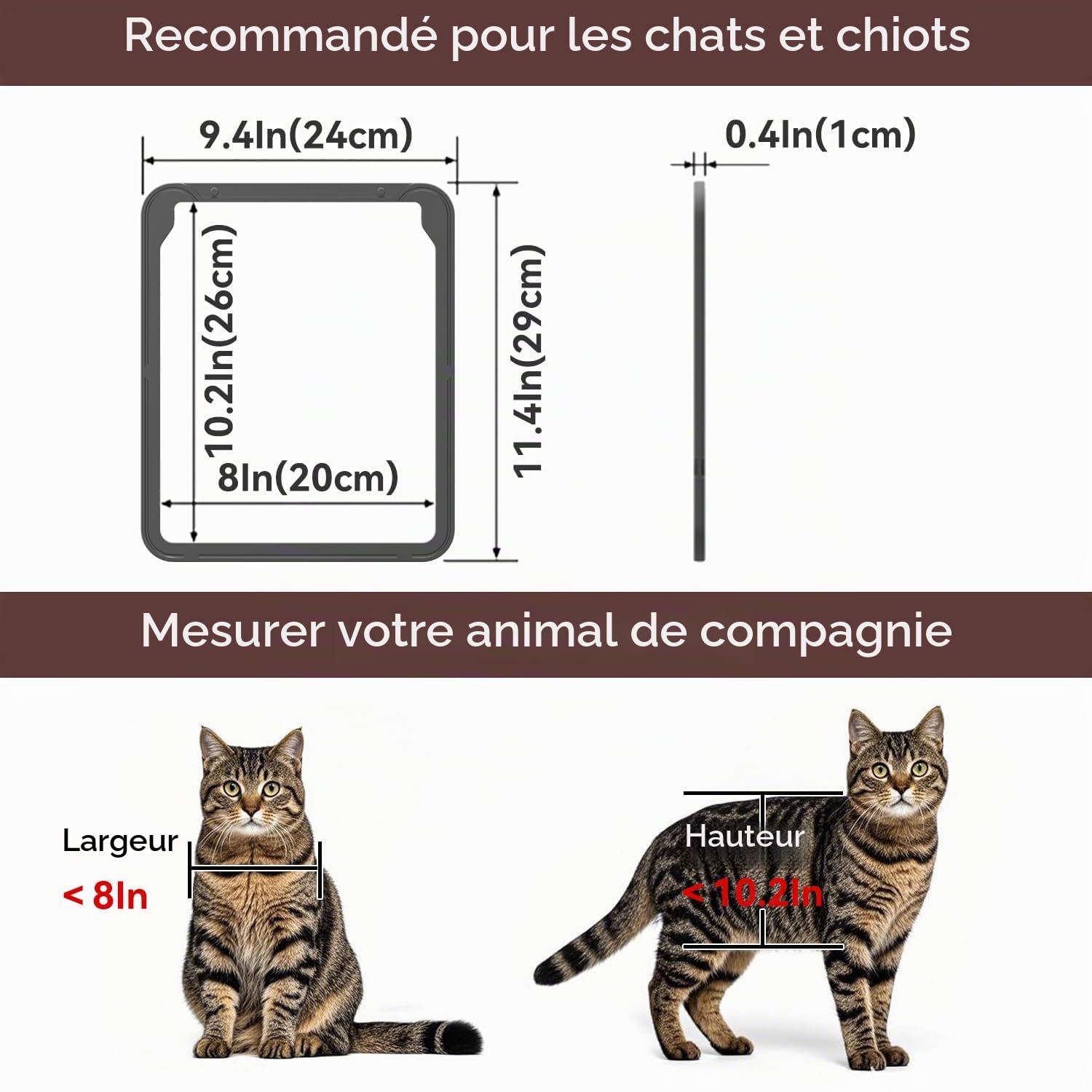NAMSAN Chatiere pour Moustiquaire Facile à Installer La Liberté de Chat Verrouillable Moustiquaire de Porte pour Petit/Moyen Chat/Chien