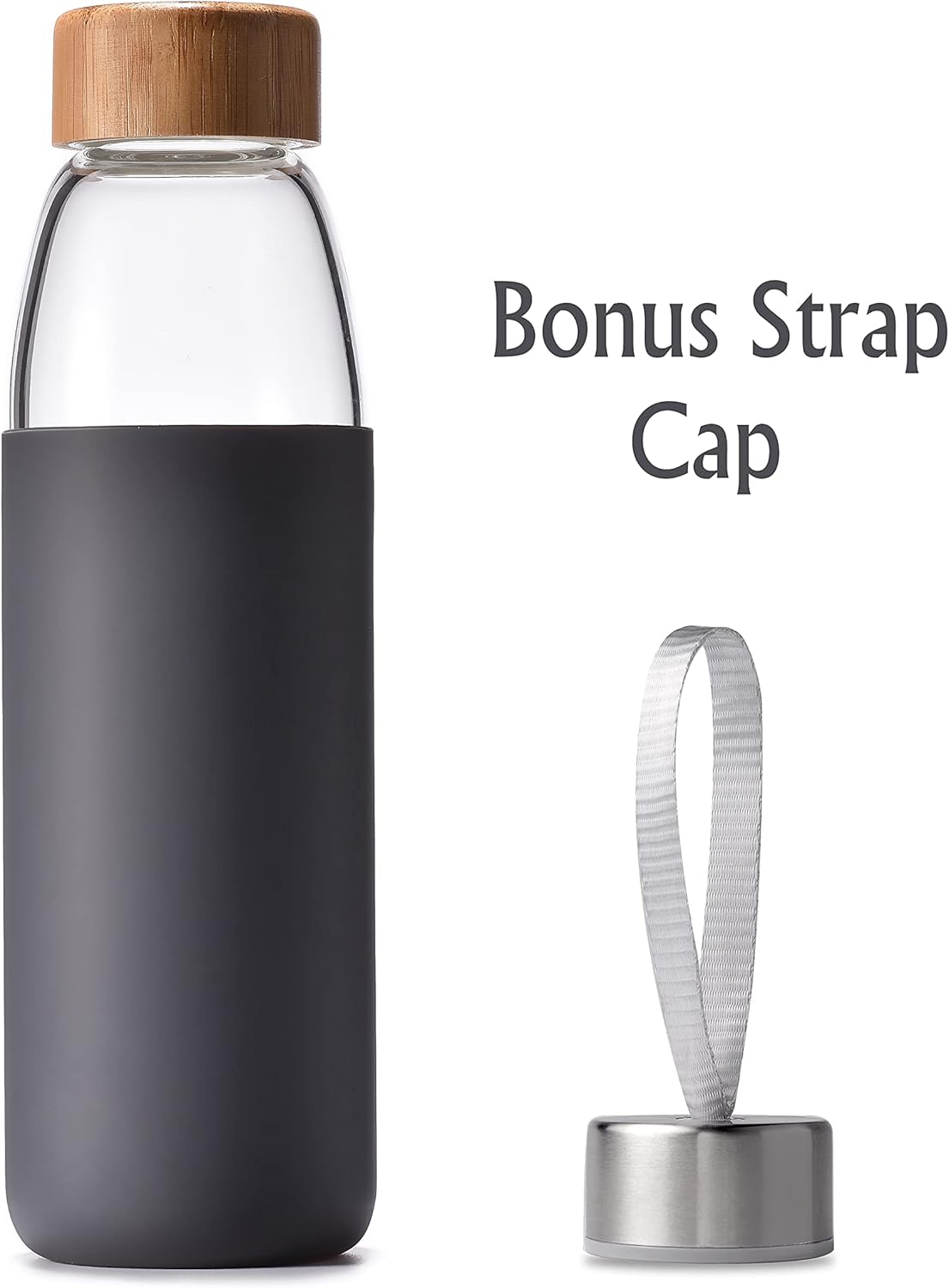 veegoal 25 Oz Borosilicate Glass Water Bottles with Bamboo Lid, BPA-FREE, Non-Slip Silicone Sleeve, and Stainless Steel Leak Proof Lid - Reusable Glass Bottle for Men and Women - Image 2
