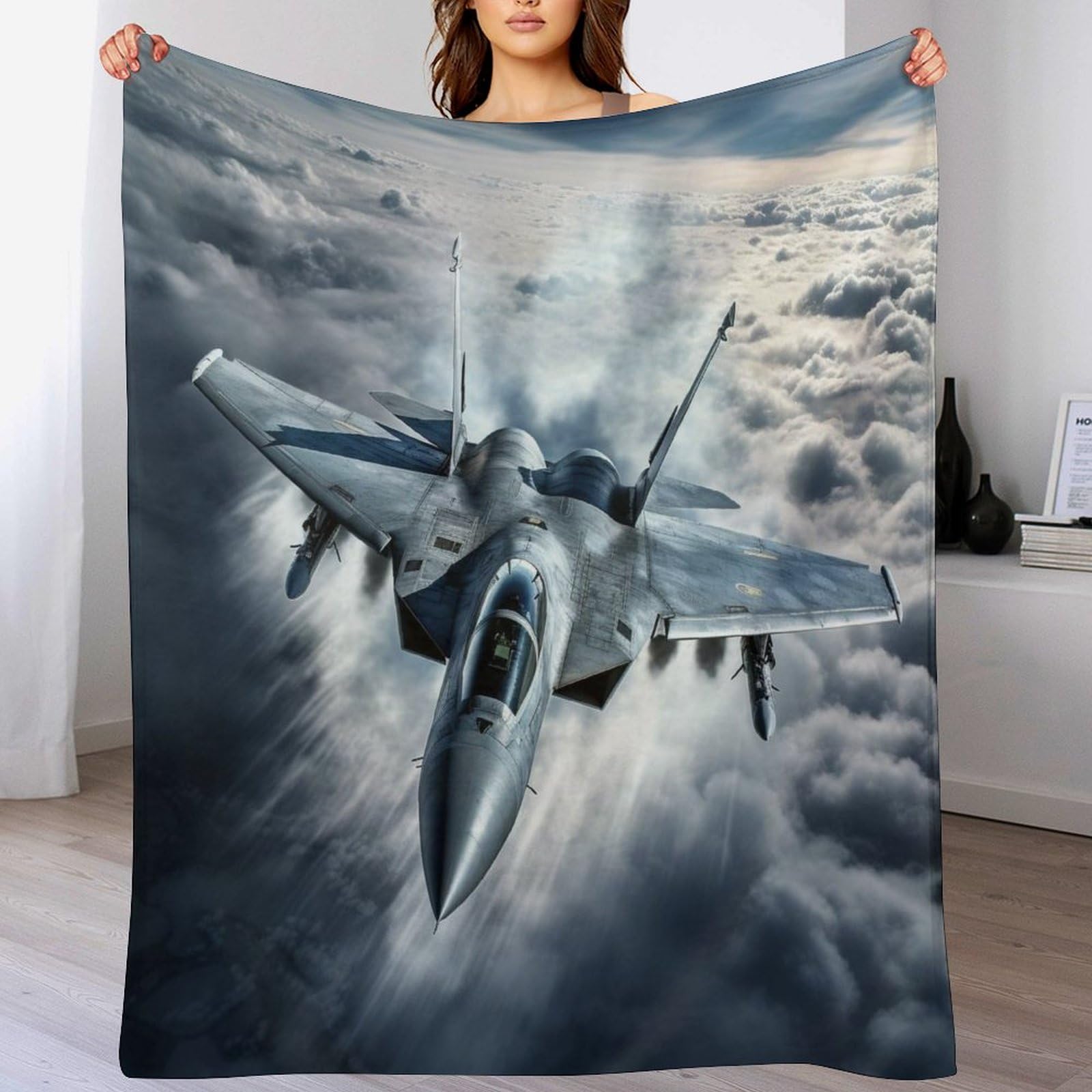 Couverture avion de chasse douce et chaude lavable en machine pour enfants