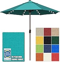 Vista 60 de EliteShade USA - Sombrilla solar de 9 pies / 2.74 metros, de 3 niveles, con 10 años sin decoloración, 80 luces LED para patio, mesa al aire libre