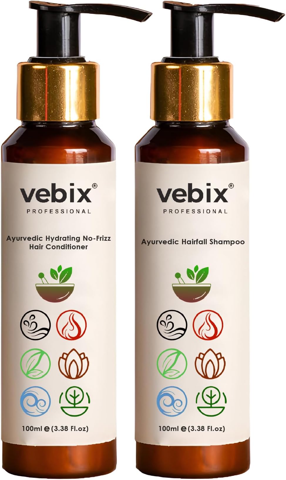 VebixProfessional Customized HairFall Control Regimen All Hair-Ayurvedic 2 Product Kit- Anti Hairfall Shampoo & Hair Keratin Conditioner -200ml (All Hair Types)