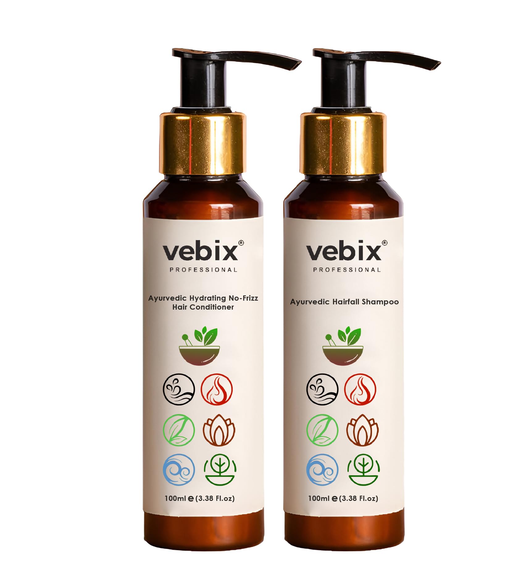 VebixProfessional Customized HairFall Control Regimen All Hair-Ayurvedic 2 Product Kit- Anti Hairfall Shampoo & Hair Keratin Conditioner -200ml (All Hair Types)