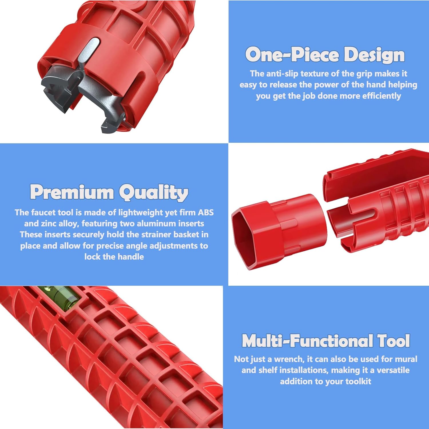 8-in-1 Sink Wrench – Multifunctional Plumbing Tool for Faucet, Pipe & Aerator Repair, ABS & Zinc Alloy Basin Wrench with Extended Reach for Kitchen & Bathroom