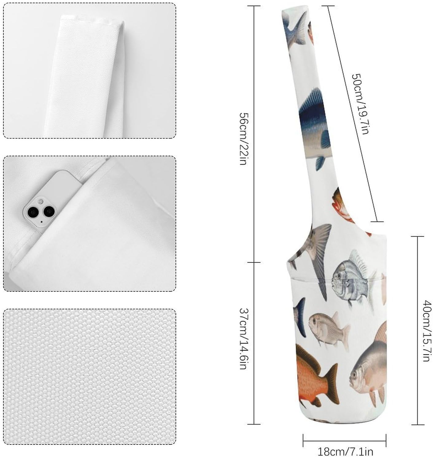 Different Fish Canvas Yoga Mat Bag Yoga Mat Carrier image 2