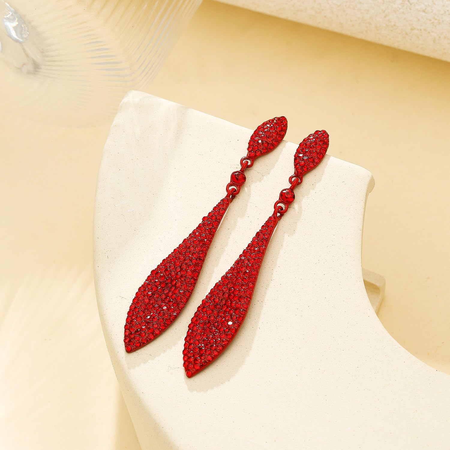 Rhinestone Statement Earrings Double Waterdrop Earrings Cluster Crystal Drop Dangle Earrings Prom Party Wedding Earrings for Women - Image 5