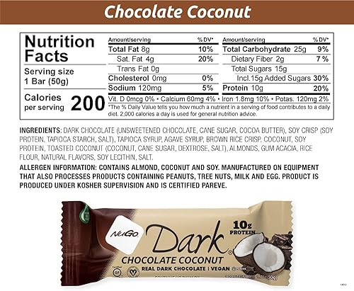 Vista 24 de NuGo Dark Variety - Pretzel con sal marina 12 barras y nuevo! Chocolate Almendra con sal marina 12 barras, barra de proteína de 0.44 onzas, vegano