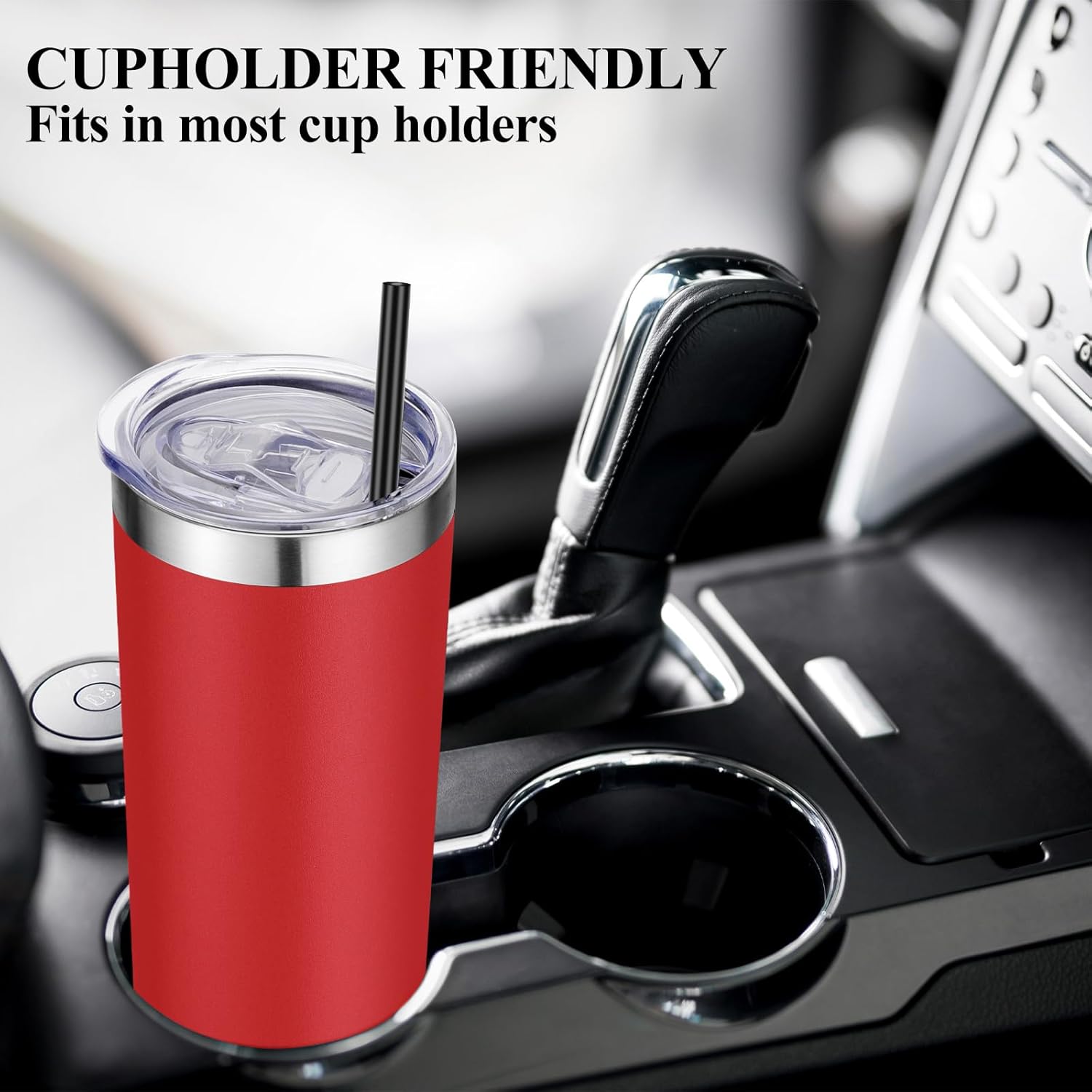 VEGOND 20 oz Stainless Steel Skinny Tumbler with Lids and Straws, 20oz Double Wall Insulated Slim Tumbler Cup for Cold Hot Drinks, Red 1 Pack - Image 6