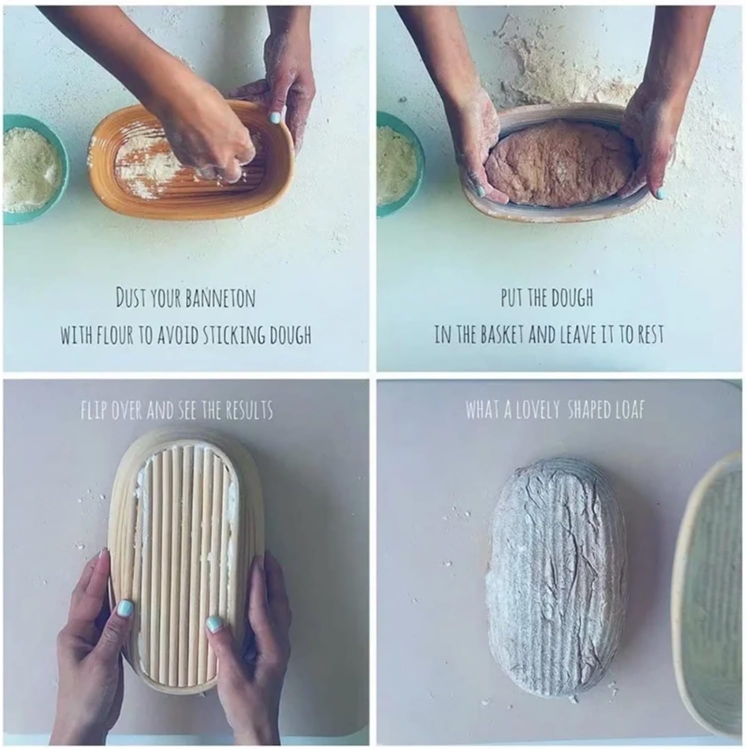 Oval Rattan Bread Proofing Proving Baskets Tools Basket(30cm)