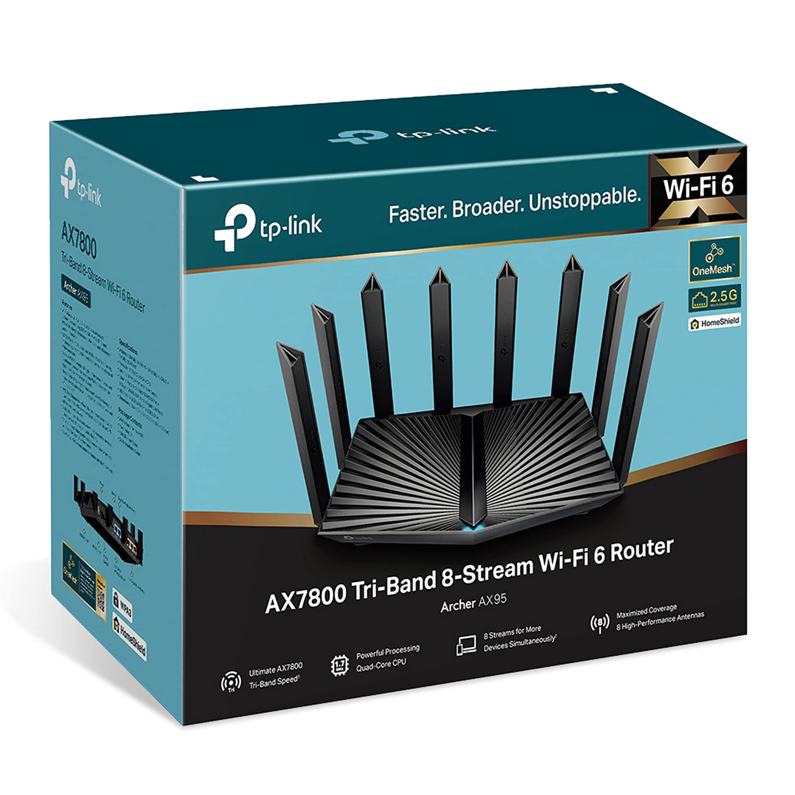 TP-LINK トライバンド　8ストリーム　Wi-Fi 6 ルーター Archer AX95 | AX7800 Tri-Band 8-Stream Wi-Fi 6 Router | TP