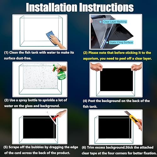 Miniatura 6 de XCNO Fondo de vinilo para acuario, adhesivo estático, fondo de pecera, fondo de pecera, fondo de vinilo para acuario, 28 x 12 pulgadas