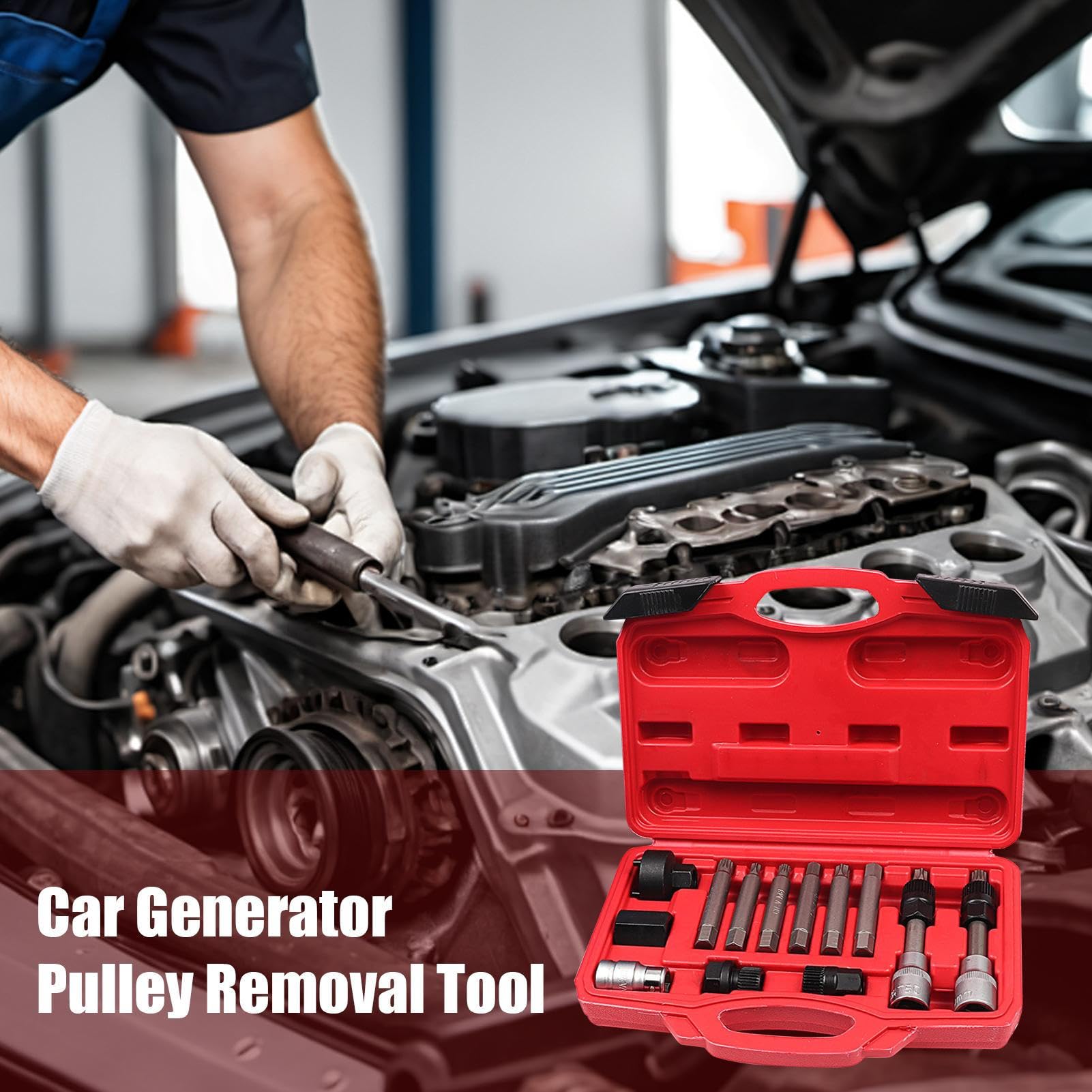 Extractor De Poleas Llave Manual Ajustable Antideslizante | Herramienta para instalar polea alternador Mantenimiento vehículo camión taller reemplazo correa motor