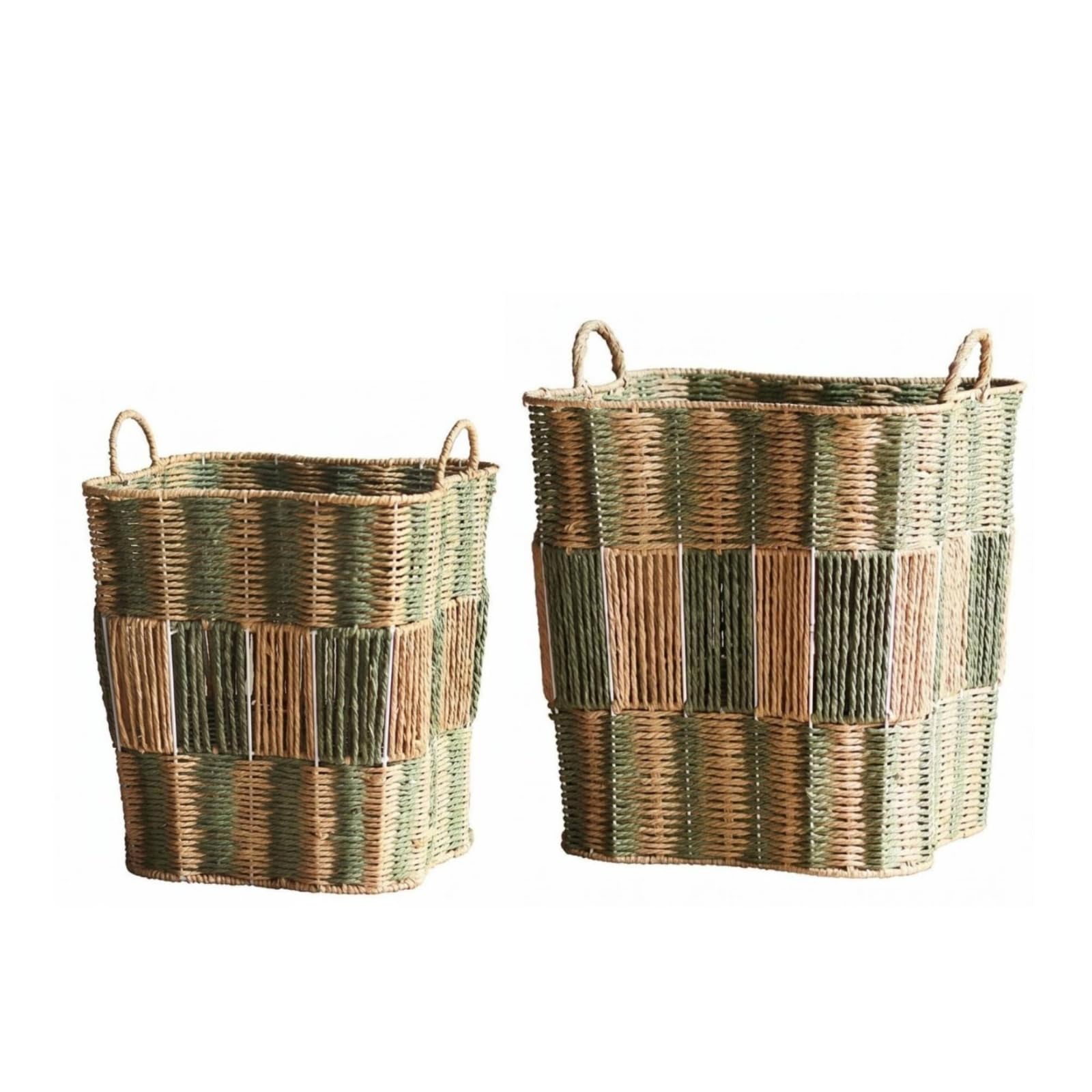 Cesta de Almacenamiento Cesto Ropa Colada Canasta Organizador Contenedor Trenzado con Asas Laterales Material Cuerda de, Cesto De Almacenamiento De Dos Piezas Pequeño + Grande